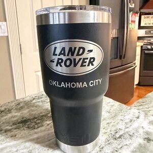 YETI Black and Silver Tumbler with Land Rover Emblem, Oklahoma City
